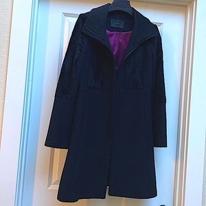 TAHARI black BEAUTIFULLY lined soft wool coat